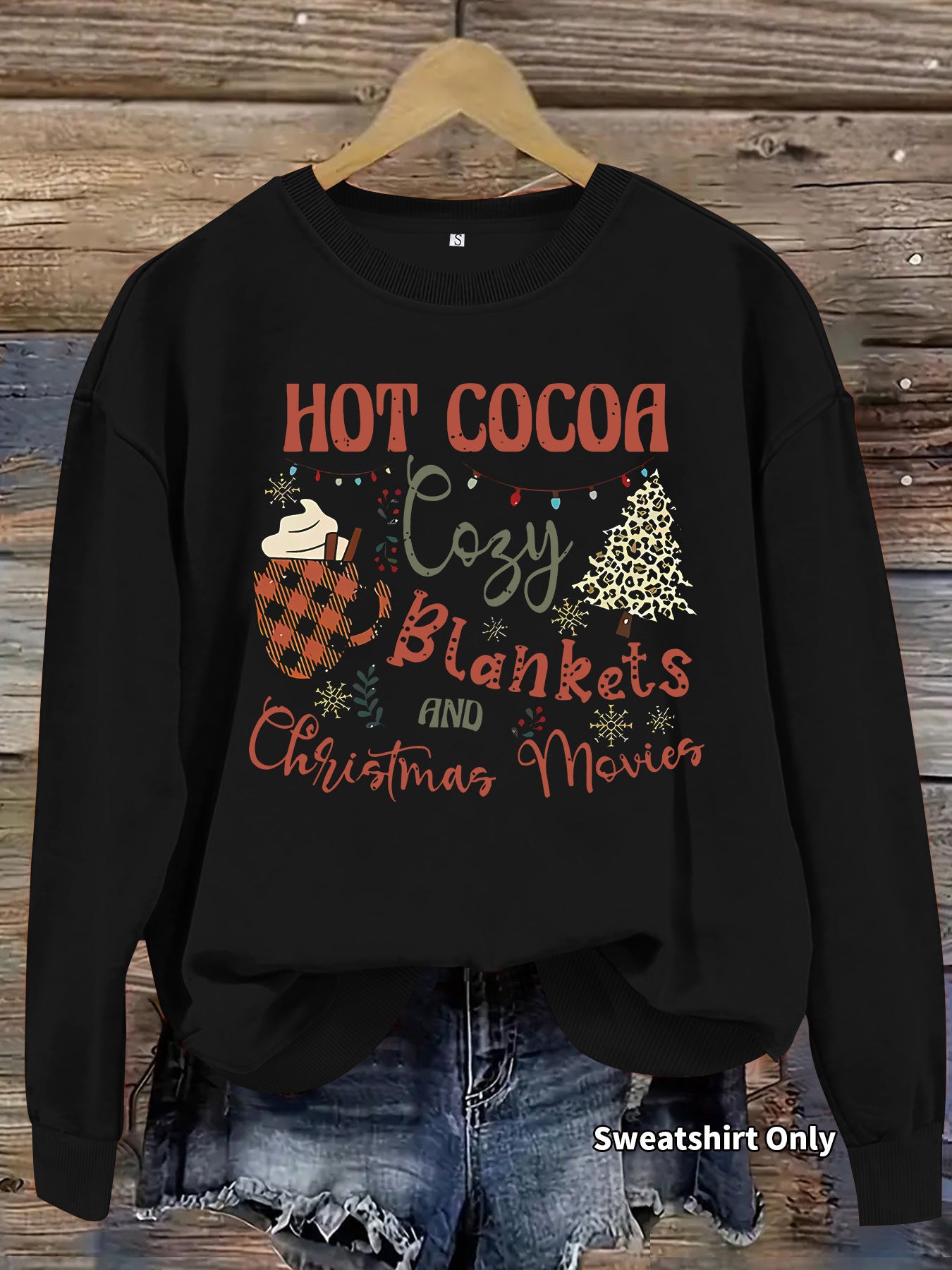Christmas printed loose hoodie