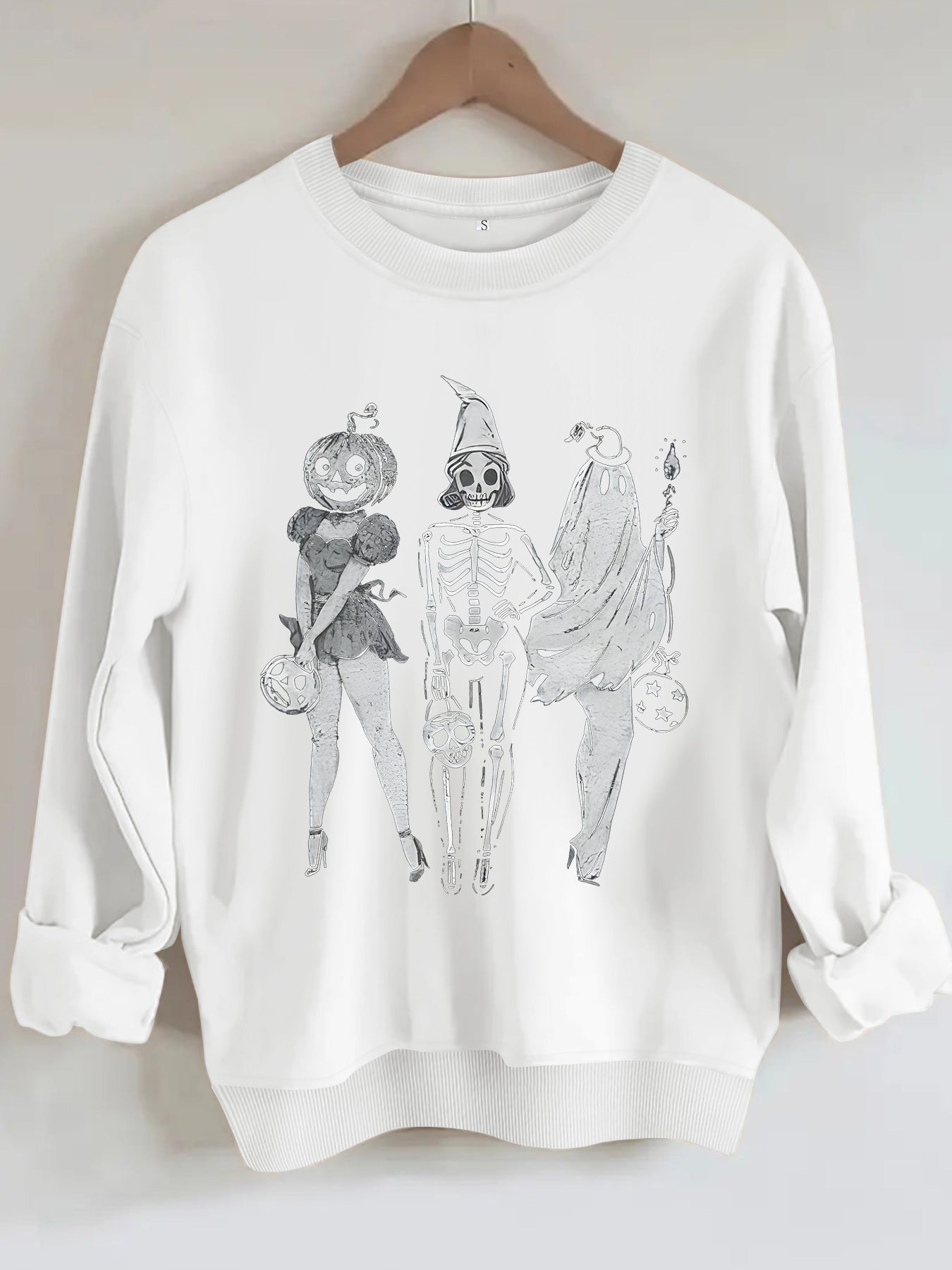 Hoodie Pumpkin Skull Women's Printed Loose Hoodie
