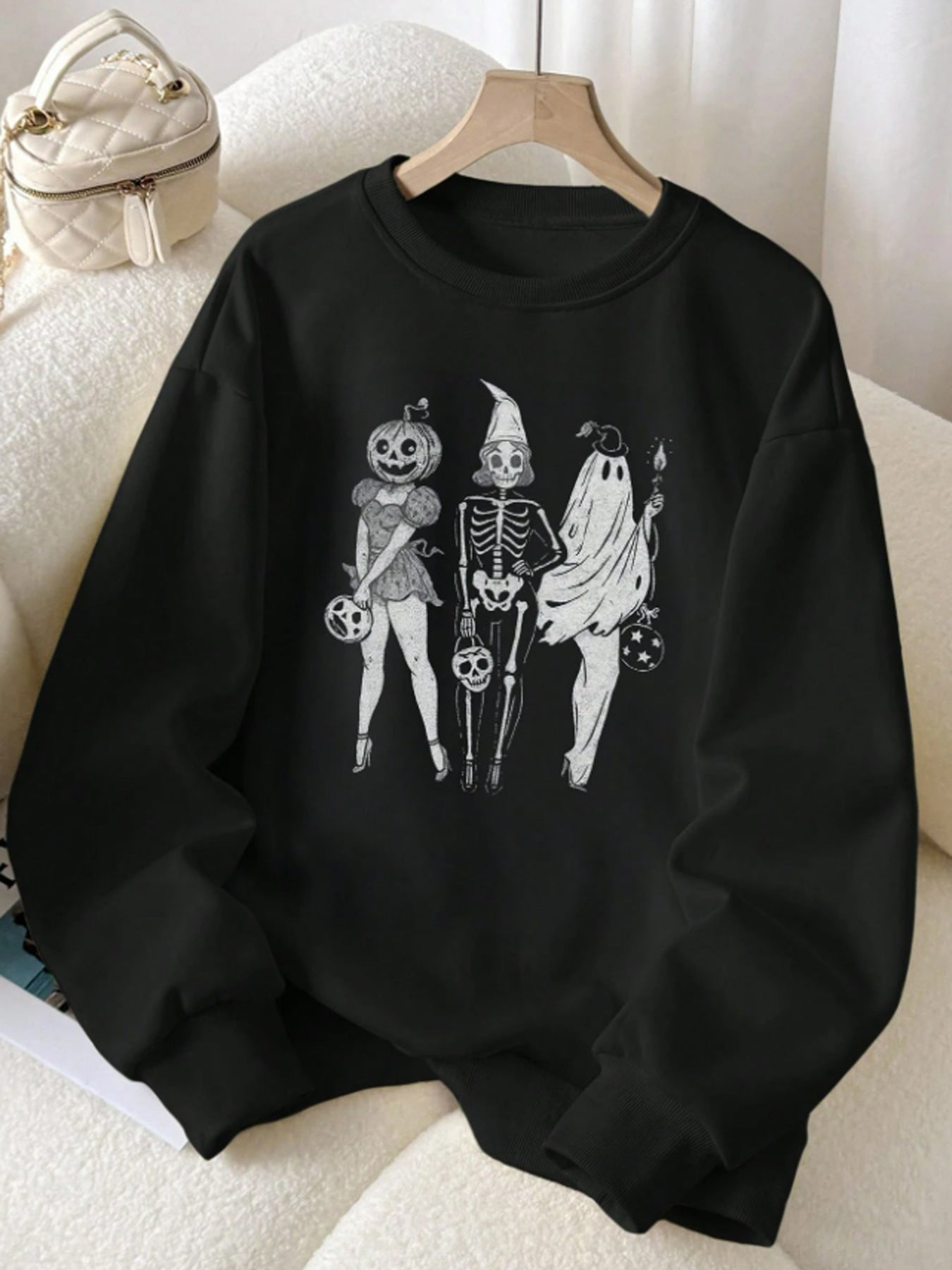 Hoodie Pumpkin Skull Women's Printed Loose Hoodie