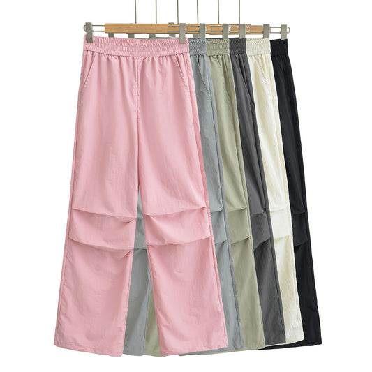 Thin quick drying pleated work pants for women