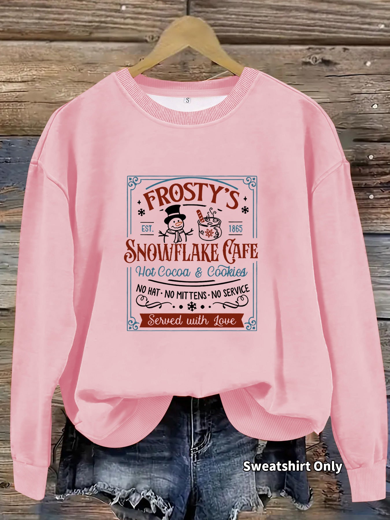 Long sleeved round neck Christmas snowman print pullover sweatshirt sweatshirt