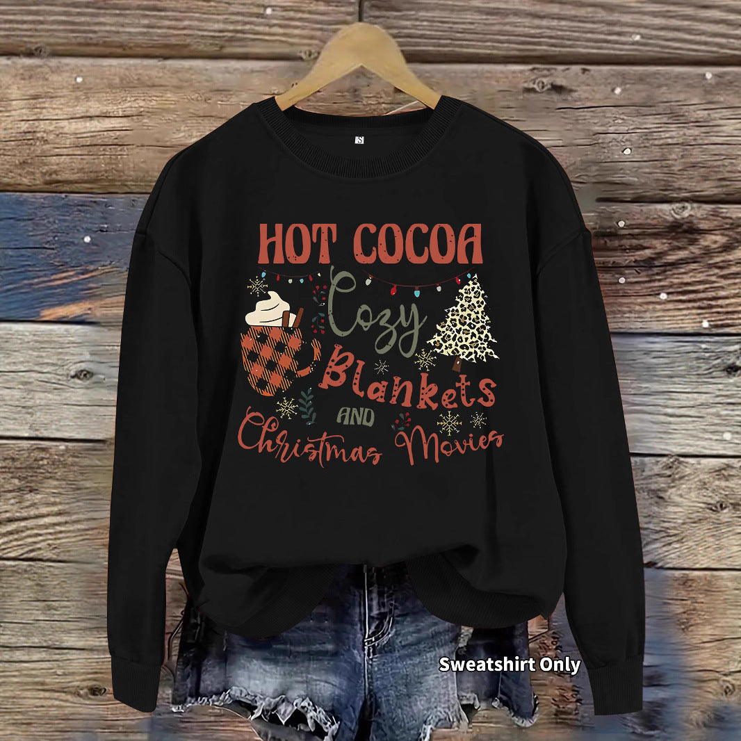 Christmas printed loose hoodie