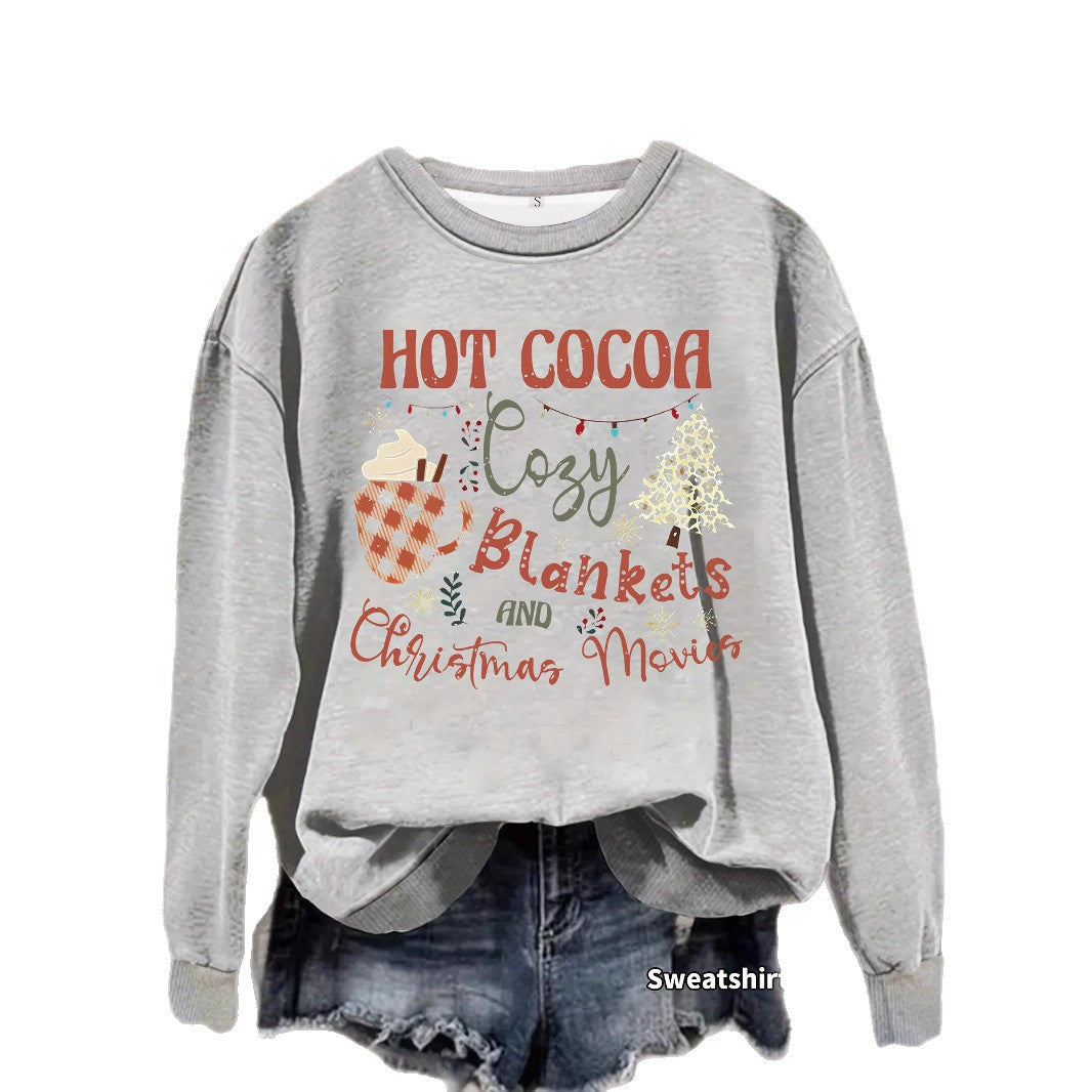 Christmas printed loose hoodie