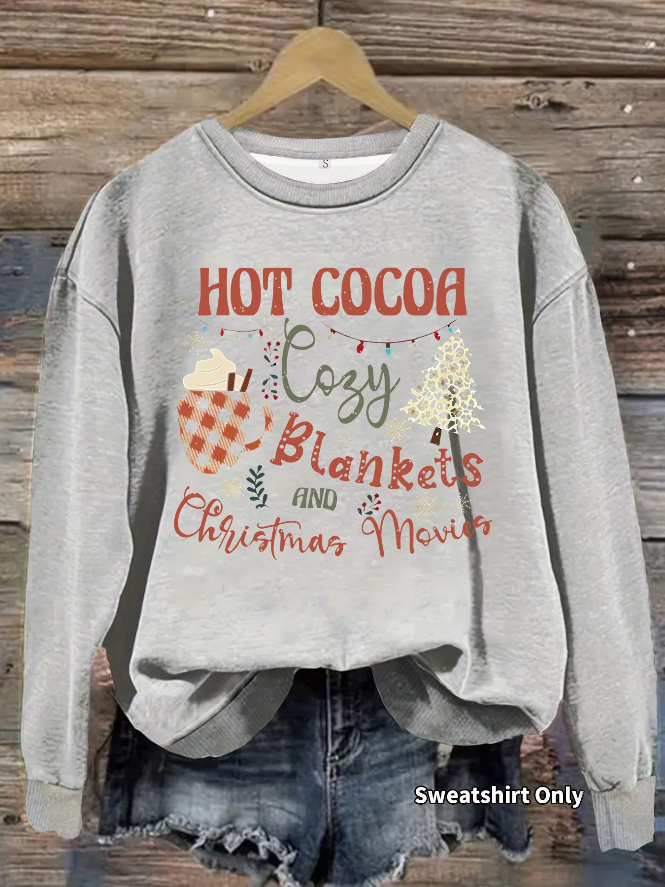 Christmas printed loose hoodie