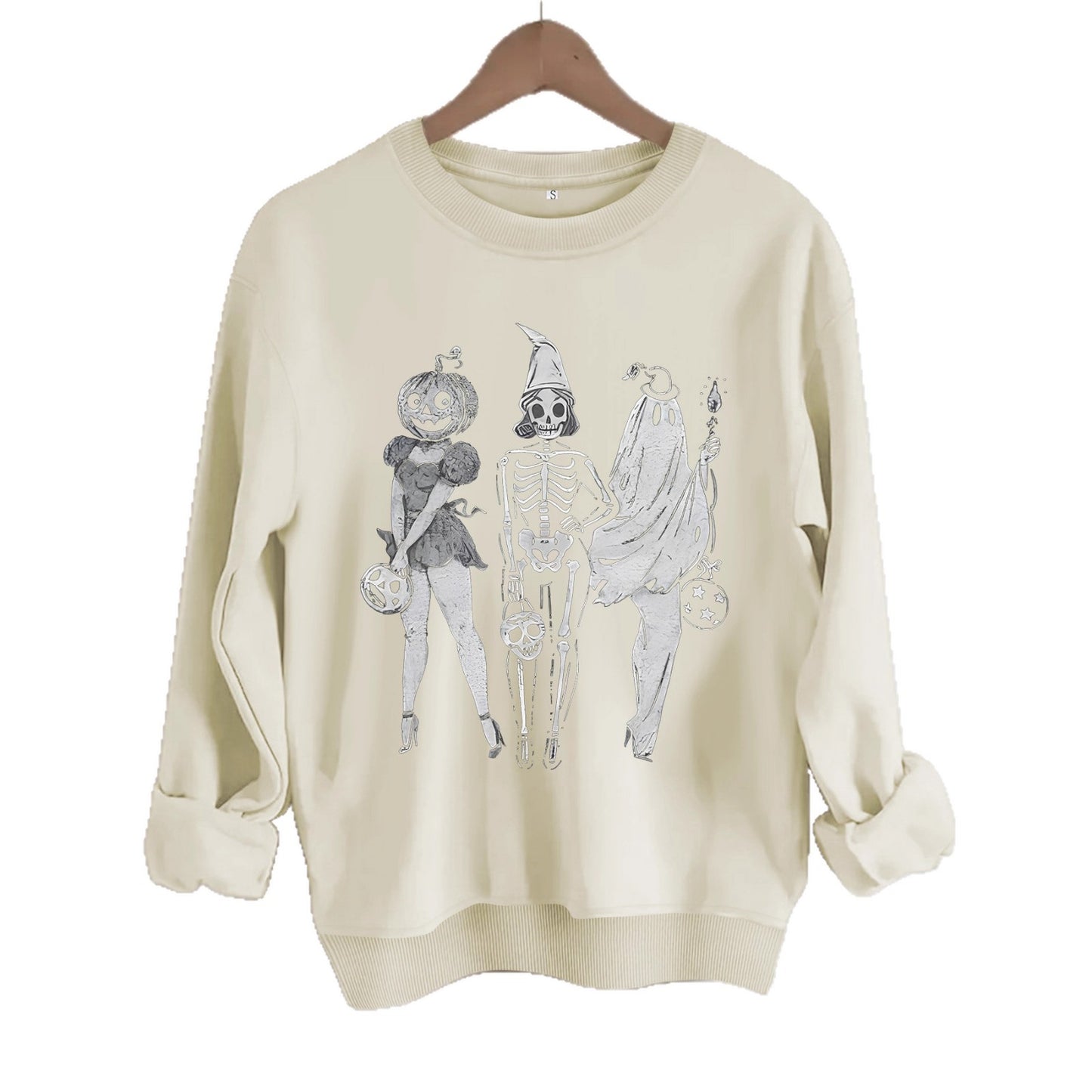 Hoodie Pumpkin Skull Women's Printed Loose Hoodie