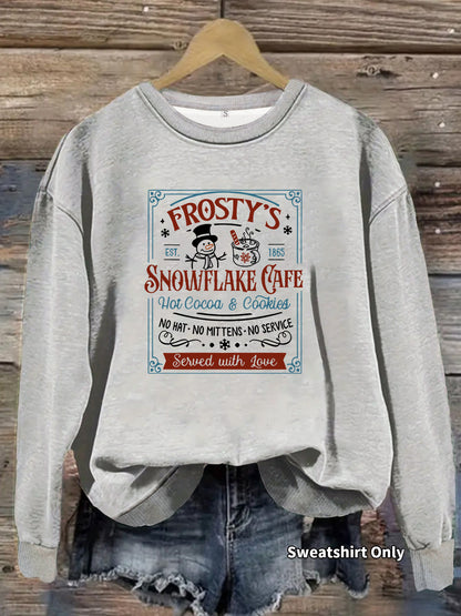 Long sleeved round neck Christmas snowman print pullover sweatshirt sweatshirt