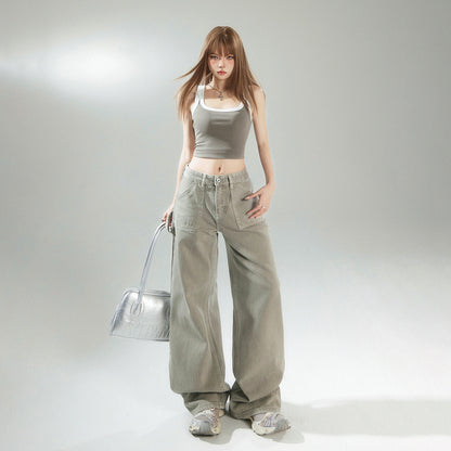 Loose Wide-Leg Pants, Boho Chic, Versatile Slimming Women's Denim Pants