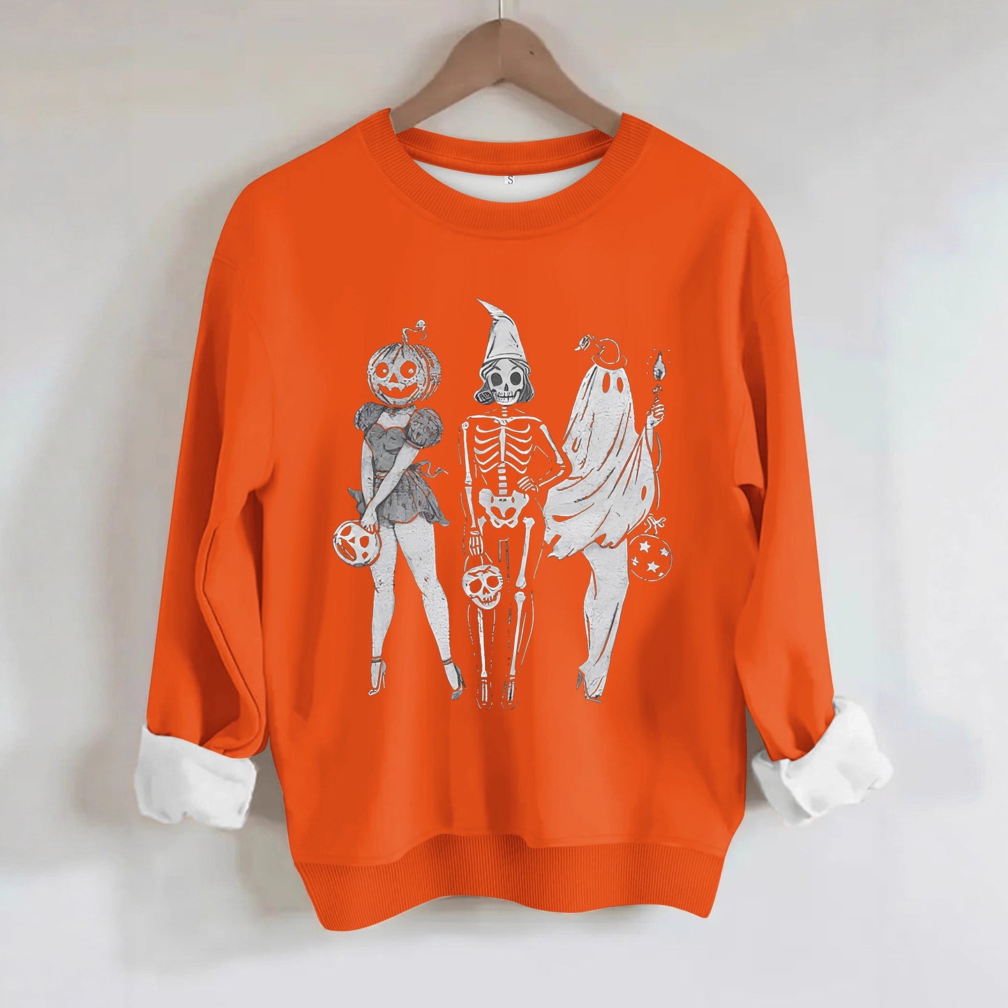 Hoodie Pumpkin Skull Women's Printed Loose Hoodie