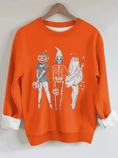 Hoodie Pumpkin Skull Women's Printed Loose Hoodie