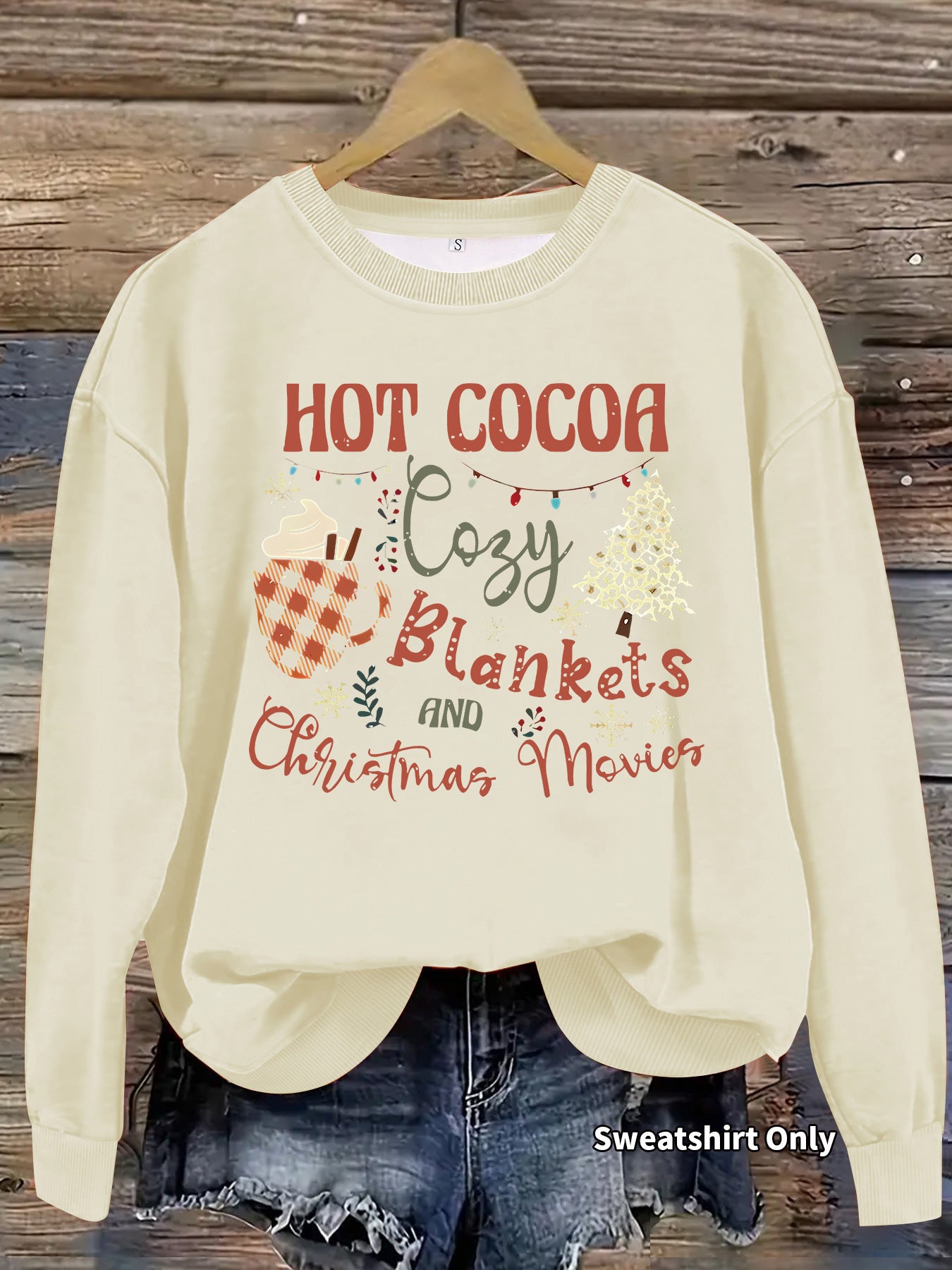 Christmas printed loose hoodie