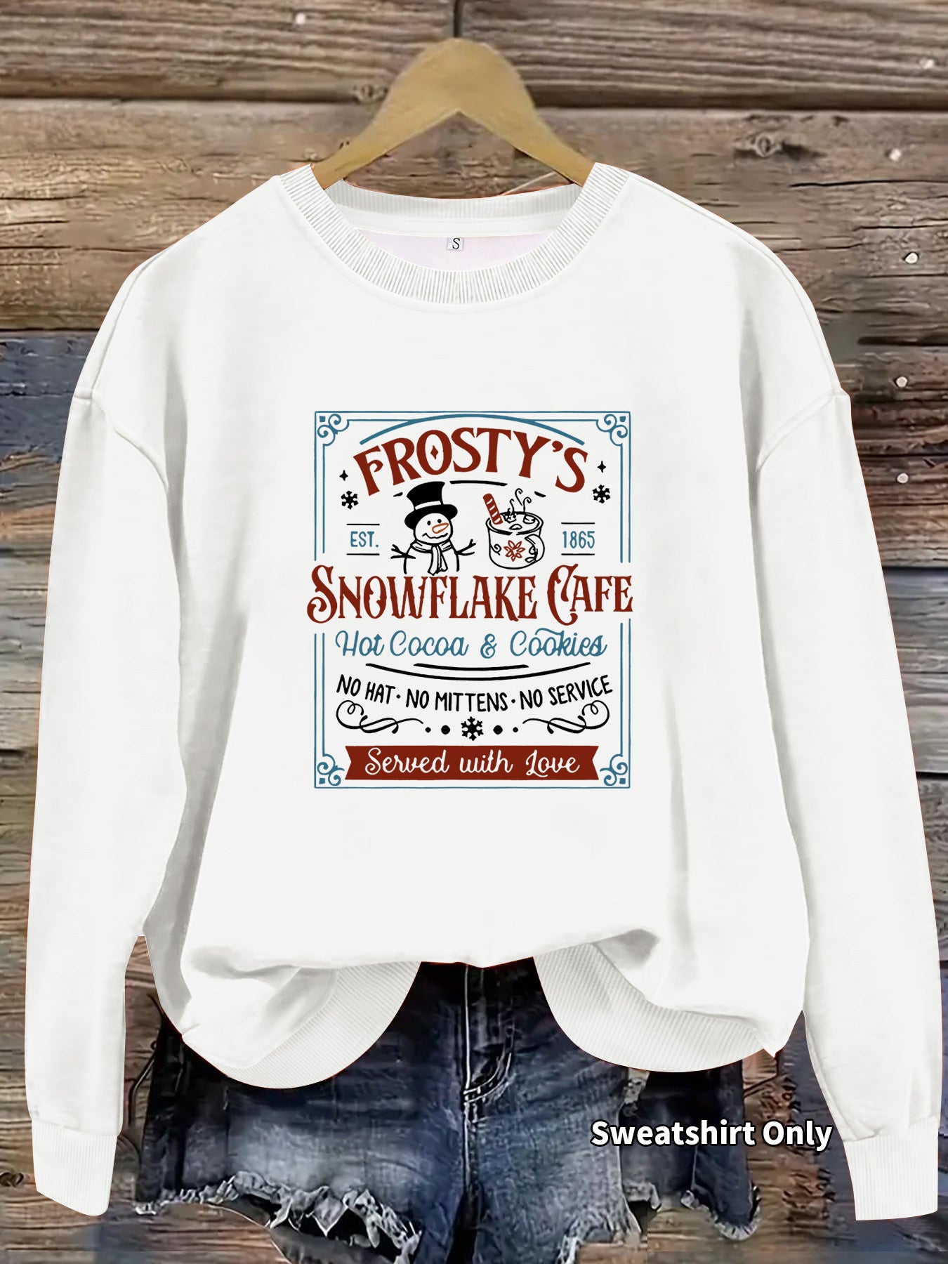 Long sleeved round neck Christmas snowman print pullover sweatshirt sweatshirt