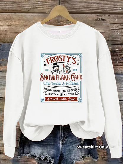 Long sleeved round neck Christmas snowman print pullover sweatshirt sweatshirt