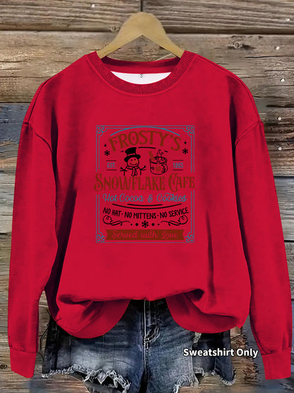 Long sleeved round neck Christmas snowman print pullover sweatshirt sweatshirt