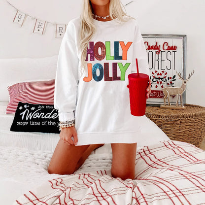 Women's Christmas letter glitter pullover hoodie