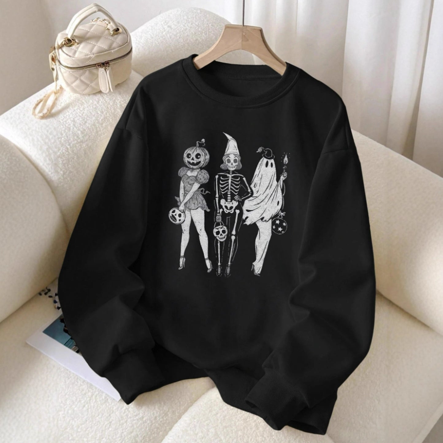 Hoodie Pumpkin Skull Women's Printed Loose Hoodie