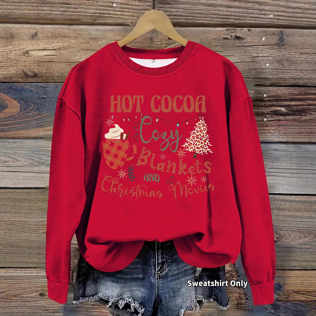 Christmas printed loose hoodie