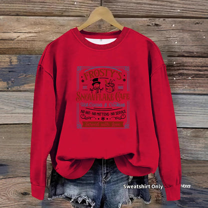 Long sleeved round neck Christmas snowman print pullover sweatshirt sweatshirt