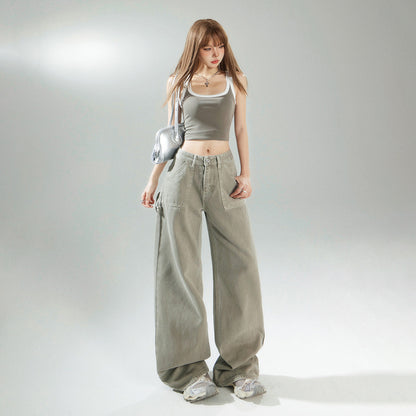 Loose Wide-Leg Pants, Boho Chic, Versatile Slimming Women's Denim Pants