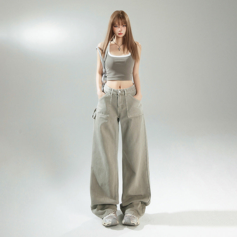 Loose Wide-Leg Pants, Boho Chic, Versatile Slimming Women's Denim Pants